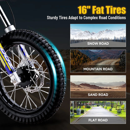 KOOZ HP112E PRO 36V 1000W Electric Motorcycle for Kids, Electric Dirt Bike Up to 20.6 MPH & 19 Miles Long-Range,UL 2849. Ai-TechWorld 