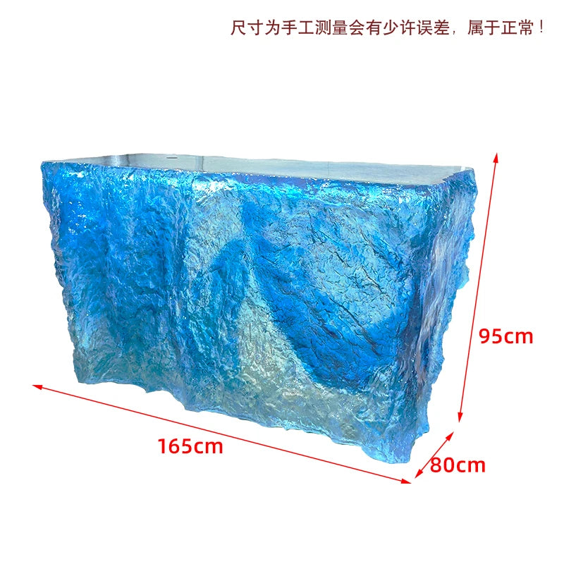 Premium Light Luxury Transparent Resin Hotel Front Desk Restaurant Villa Kitchen Partition Luminous Crystal Glacier Island Table Ai-TechWorld 
