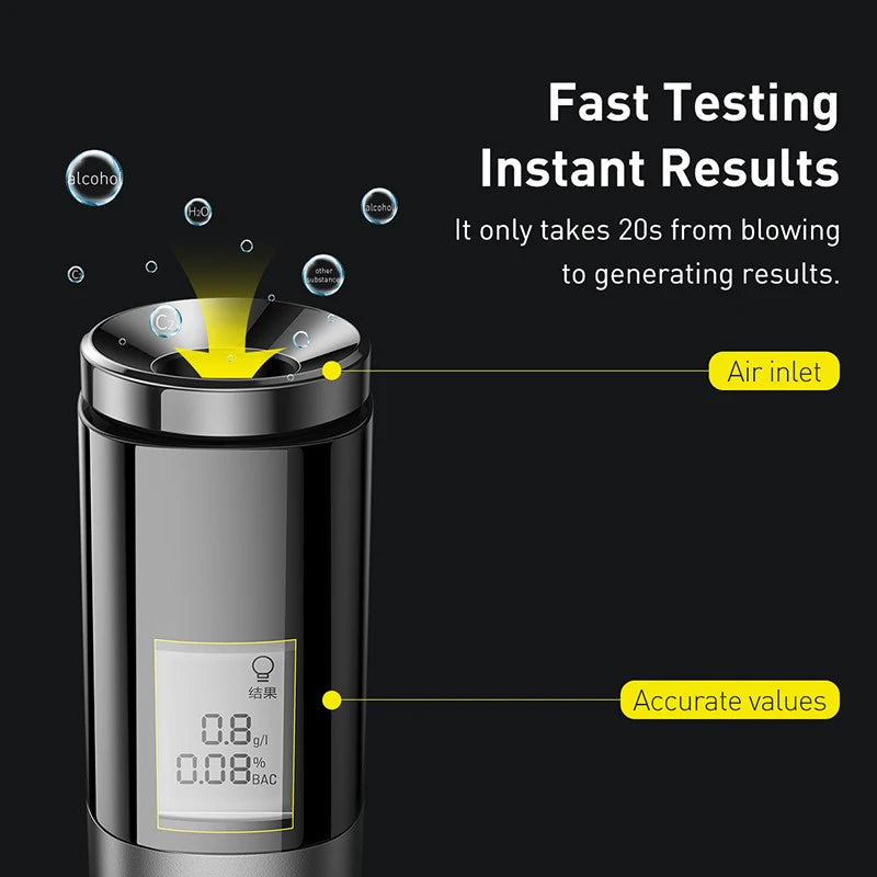 Baseus LED Display Automatic Alcohol Tester Professional Breath Alcohol Tester Rechargeable Breathalyzer Alcohol Test Tools Ai-TechWorld 