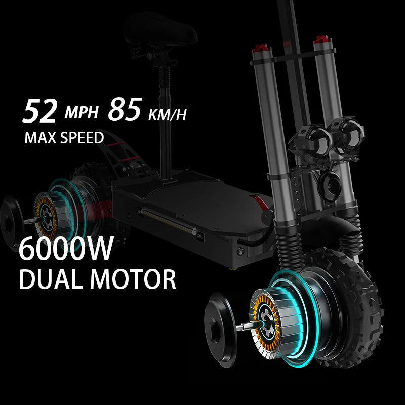 48-72V Electric Scooter for Adults 90KM/H 10-11''Tubeless Off Road Tire Hydraulic / SpringSuspension Foldable Escooter with Seat Ai-TechWorld 