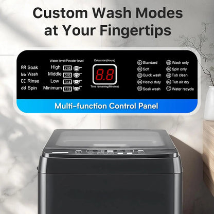 Customizable Portable Washing Machines 27 LBS Full Automatic Clothes Washer and Spinner Combo with 10 Program and 8 Water Level, Ai-TechWorld 