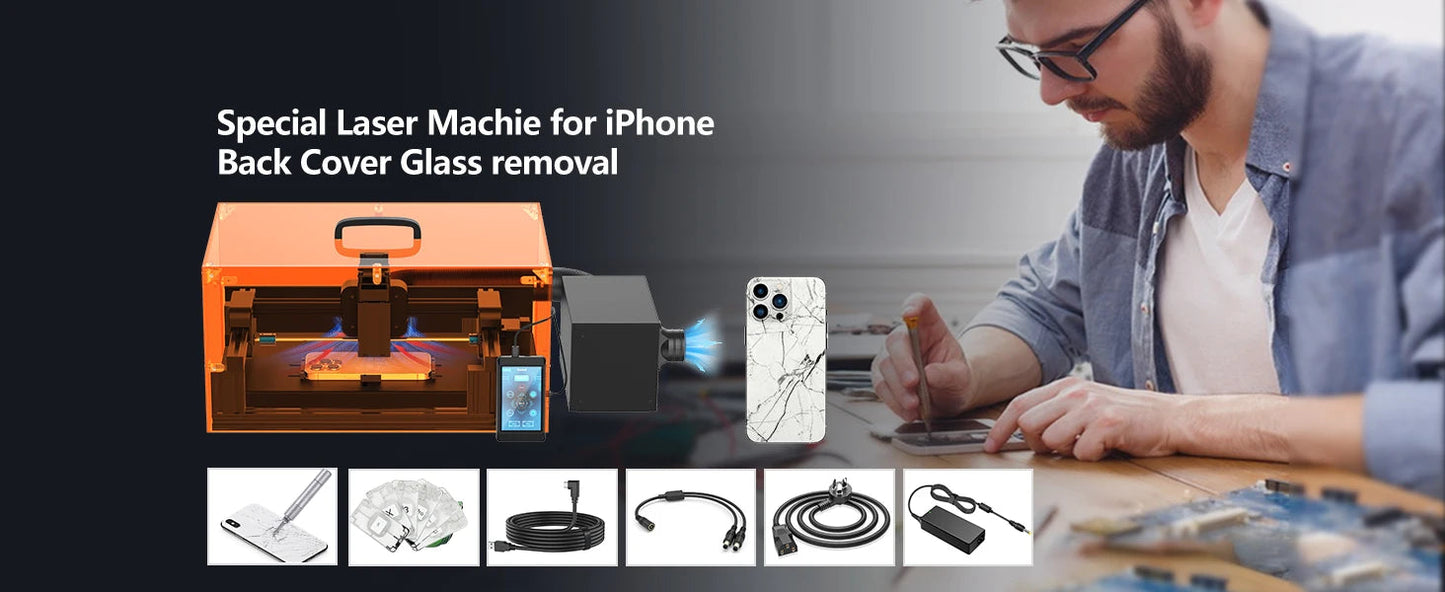 Back Glass Laser for iPhone 8-17 Series, Glue Removal Laser Engraving Seperator, w/Air Purifier&Cell Phone Repair Tool Ai-TechWorld 