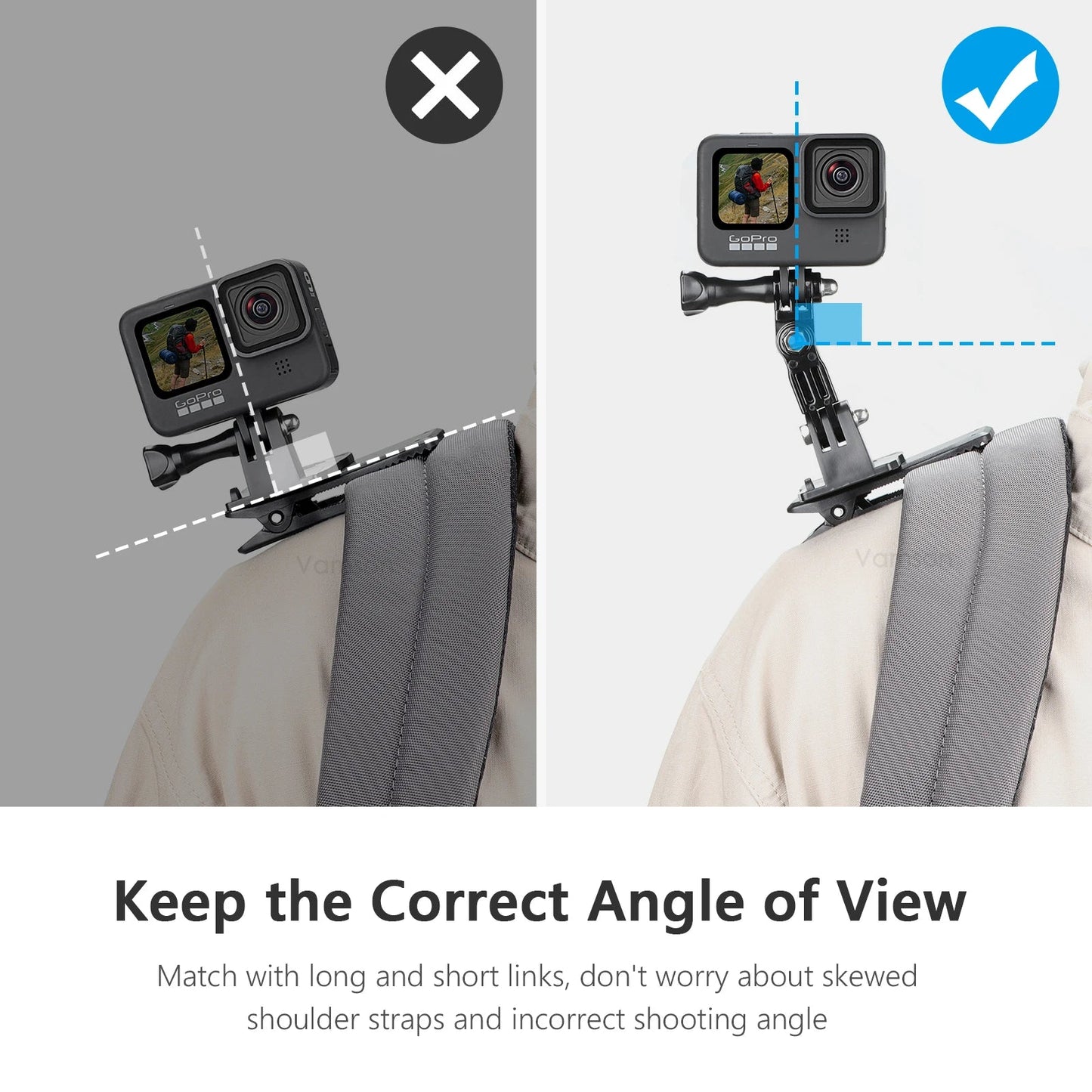 Vamson Backpack Clip for Insta360 x3 for GoPro Hero 11 10 9 Camera 360° Rotate Shoulder Belt Mount Accessories for Dji Action Ai-TechWorld 