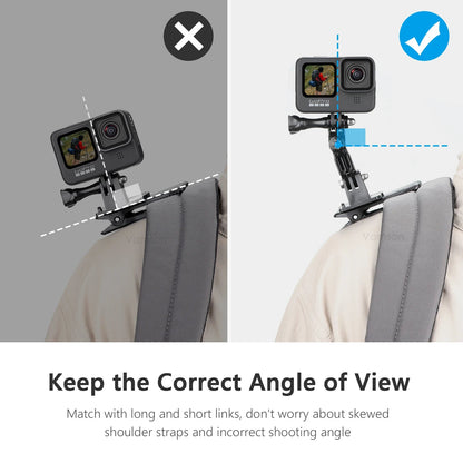 Vamson Backpack Clip for Insta360 x3 for GoPro Hero 11 10 9 Camera 360° Rotate Shoulder Belt Mount Accessories for Dji Action Ai-TechWorld 