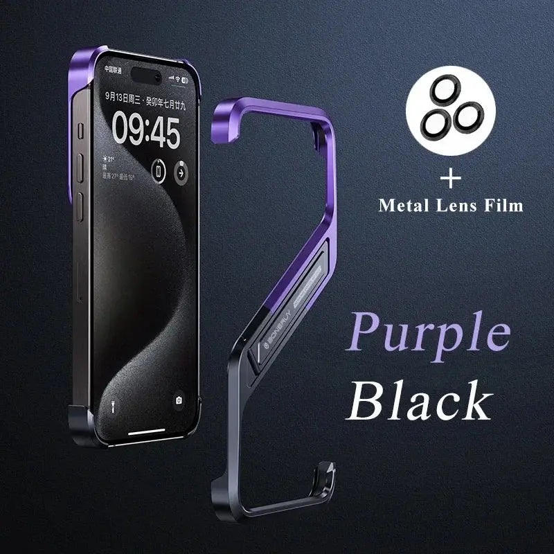 S-Shaped Metal Geometric Rimless Phone Case For iPhone 14 15 16 Pro Max 16ProMax Aluminum Alloy Hidden Stand Bracket Cover Funda Ai-TechWorld 