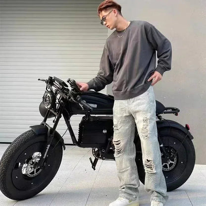 Ebike ZPW Black Warrior 3000W 60V 45AH Camping Motorcycle, Adult Electric Bike 20 Inch Fat Tire Electric Bike Ai-TechWorld 