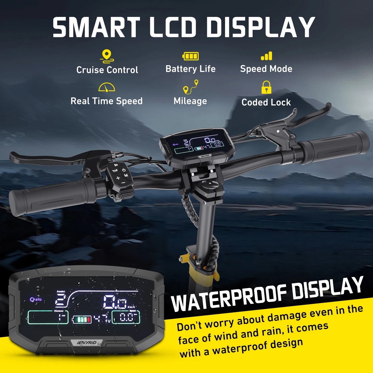 IENYRID ES1 Electric Scooter Foldable 2400W Dual Motor 48V20.8Ah Lithium Battery E-Scooter 10-inch Tires Adult City E-Scooter Ai-TechWorld 