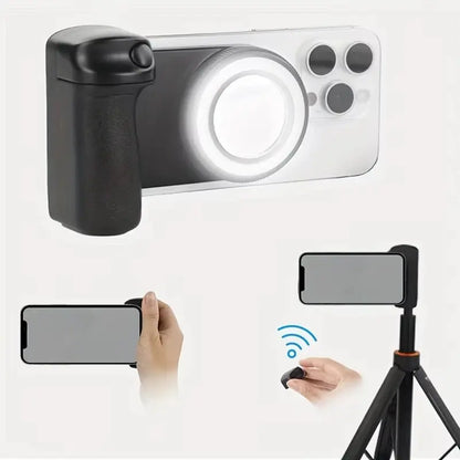 MagSafe Smartphone Handle Grip with Detachable Bluetooth Remote with Fill Light Anti-shake Selfie Handle for Iphone Android Ai-TechWorld 