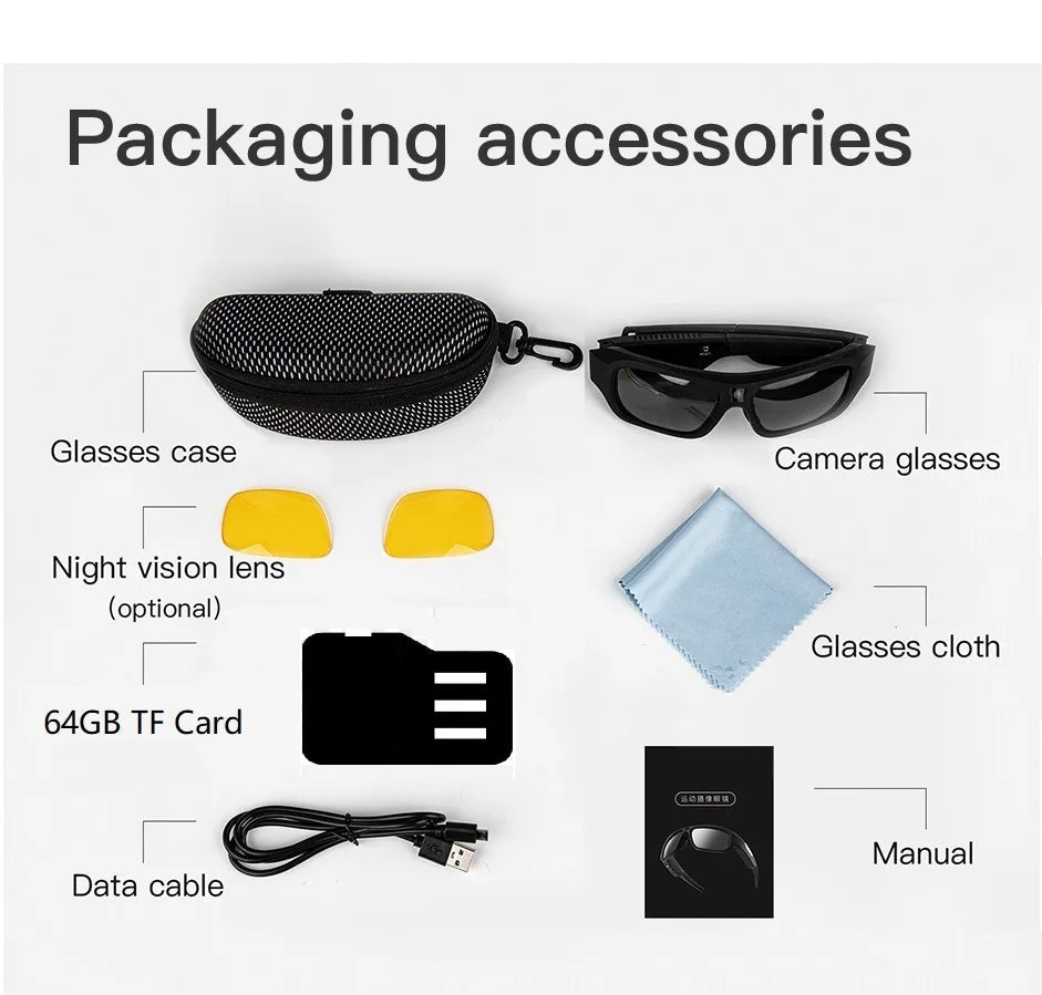 4K HD Glasses Camera Video Driving Record Cycling Video Smart Glasses With Eyewear Camcorder For Outdoor Mini Camera Ai-TechWorld 