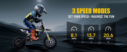 KOOZ HP112E PRO 36V 1000W Electric Motorcycle for Kids, Electric Dirt Bike Up to 20.6 MPH & 19 Miles Long-Range,UL 2849. Ai-TechWorld 