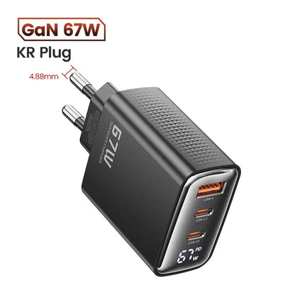Toocki 67W GaN USB Type C Charger Digital Display 65W 45W PPS PD QC4.0 Quick Charge For Macbook Laptop IPAD Tablet iPhone 15 14 Ai-TechWorld 