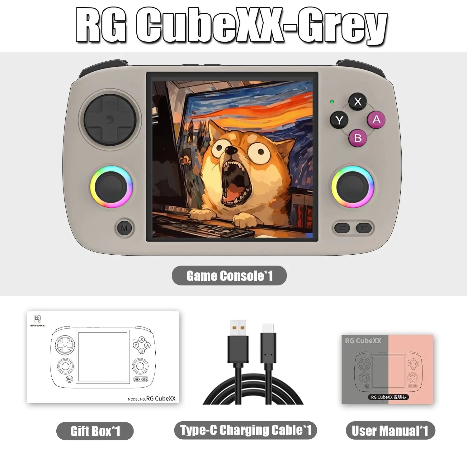Anbernic RG CubeXX Retro Handheld Game Console 3.95 Inch IPS Screen Linux System Built-in 64G TF Card 5056 Games Support HD Out Ai-TechWorld 