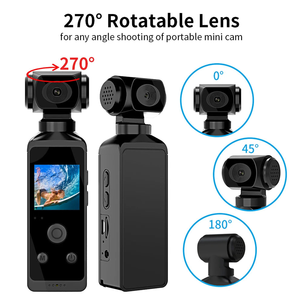 Mini Cam 4K 1080P Pocket Camcorder HD Cam 1.3" LCD Screen 270° Rotatable Wifi Mini Camera with Waterproof Case Motion Cameras Ai-TechWorld 