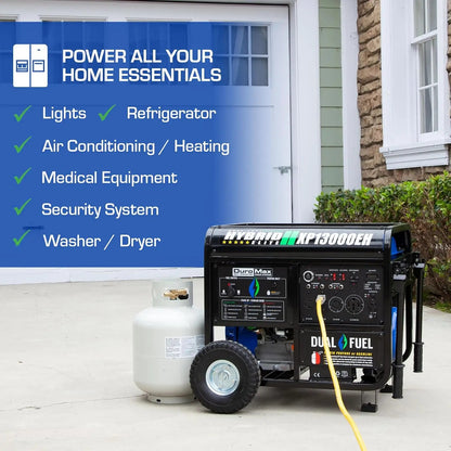 High-quality13,000-Watt Dual Fuel Portable Generator - Gas & Propane, Electric Start, Whole Home Backup Power, Transfer Switch Ai-TechWorld 