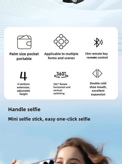 Super Mini Selfie Stick Portable Phone Holder Shooting Aid Versatile Integrated Design Bluetooth Remote For Live Broadcas Ai-TechWorld 