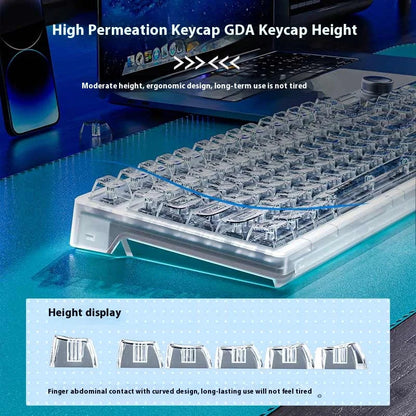 AULA F98PRO Wireless Mechanical Keyboard Transparent Keycaps RGB Backlit Custom 2.4G Hot Swappable Gaming Keyboard With Screem Ai-TechWorld   ai-techworld