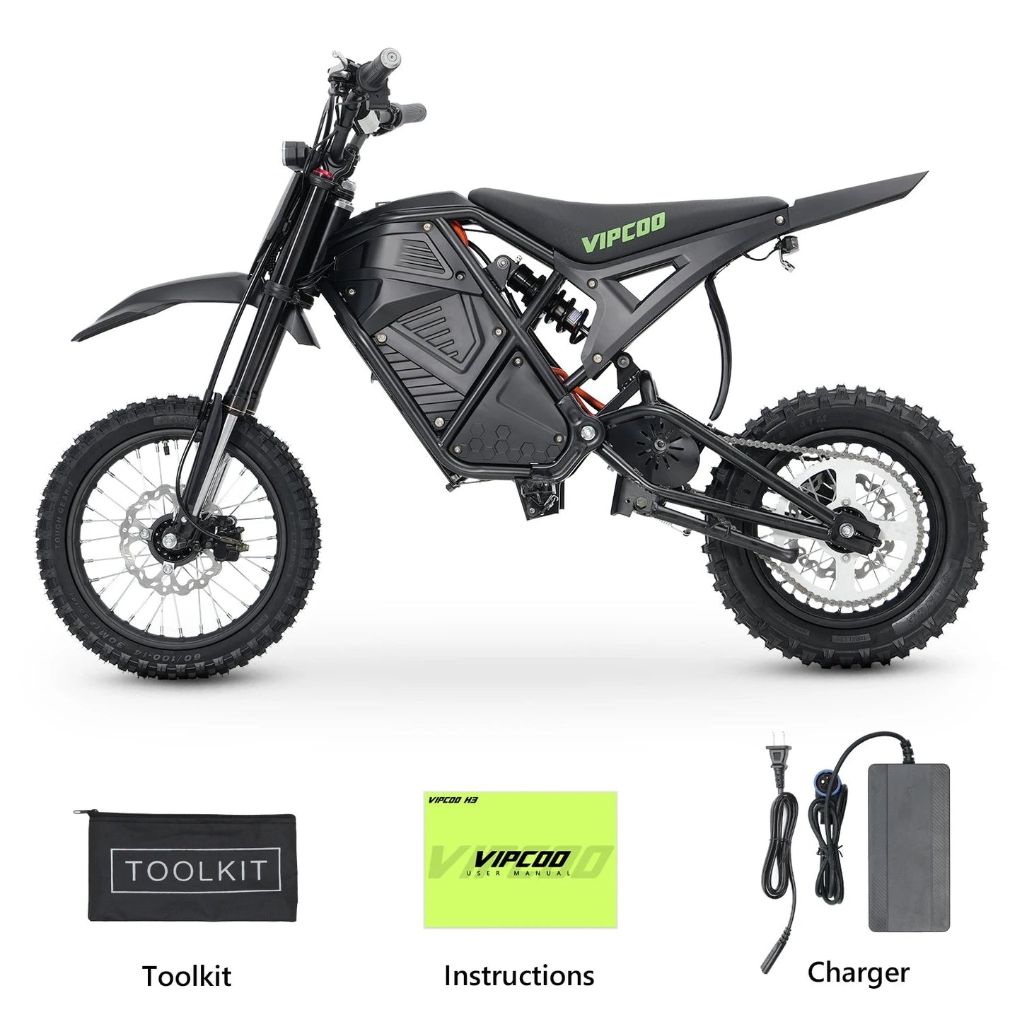 VIPCOO H3 Electric Motorcycle 3500W Motor 48V23AH Battery 63KM/H Max Speed 40-70KM Range Hydraulic Brakes Electric Mountain Bike Ai-TechWorld 
