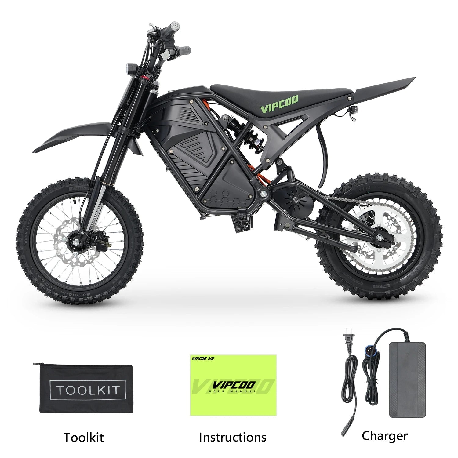 VIPCOO H3 Electric Motorcycle 3500W Motor 48V23AH Battery 63KM/H Max Speed 40-70KM Range Hydraulic Brakes Electric Mountain Bike Ai-TechWorld 