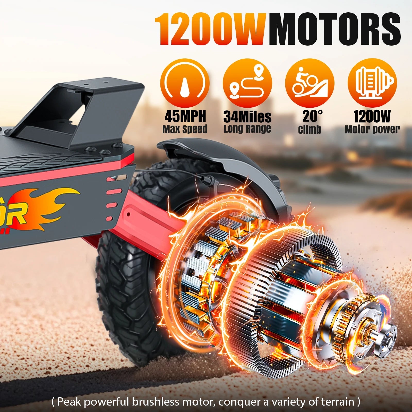 Electric Scooter for Adults, 1200WMotor Fast E Scooter, 11" Off-Road Tires, Up to 28 MPH Top Speed & 20 Miles Long Range, Dual B Ai-TechWorld 