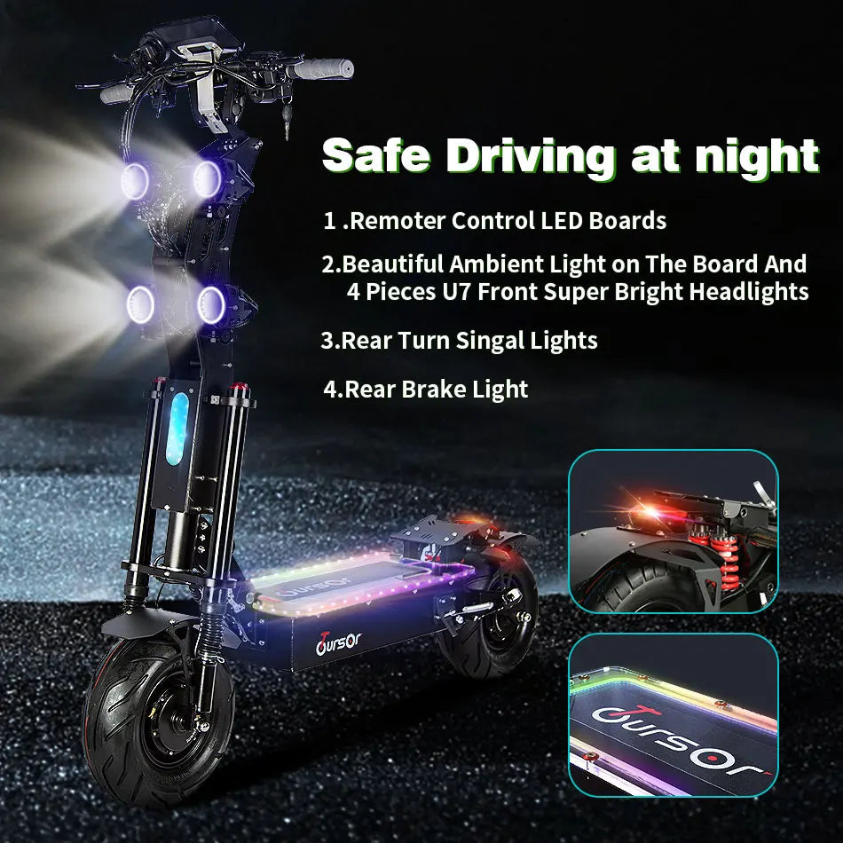 X13 inch 10000W Dual Motor 72V40Ah 60V50Ah Battery Electric Scooter Max Speed 120km/h Range 120km LCD Display Foldable Escooter Ai-TechWorld 