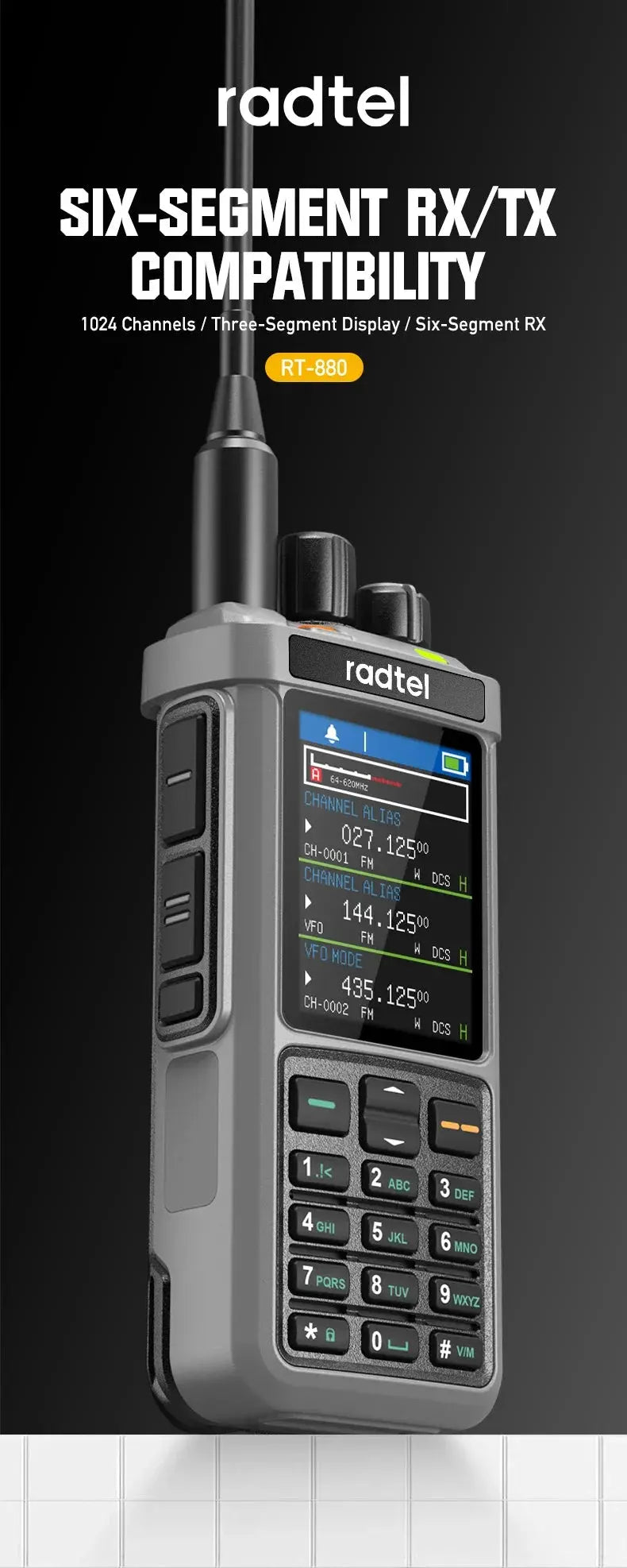 Radtel RT-880 10w Multi Band Ham Radio HF UHF VHF  with AM USB LSB CW CB LW MW SW SSB , 1024 Channels, Cross Band Repeaper Ai-TechWorld 