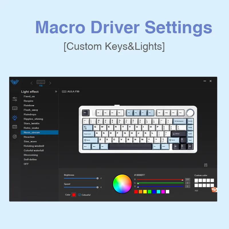AULA F75 2.4G Wireless/Bluetooth/Wired Gaming Mechanical Keyboard RGB Customized 75% Layout OEM Profile Gasket Structure Ai-TechWorld   ai-techworld