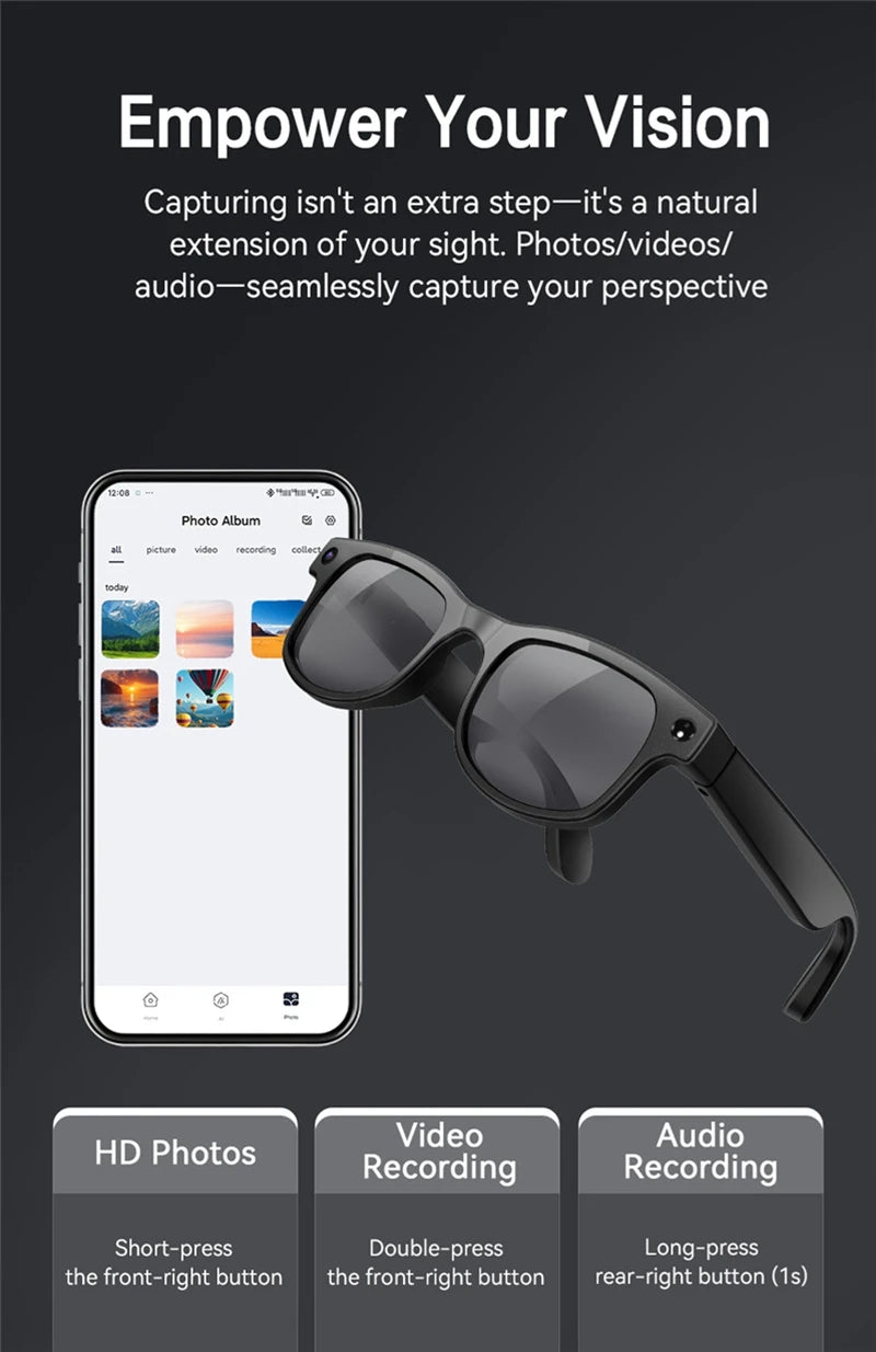 Xiaomi Smart Glasses AI 8K HD Recording Videos Photo Recognition Answer Translation Music Player Multifunction Anti-UV Lenses Ai-TechWorld 
