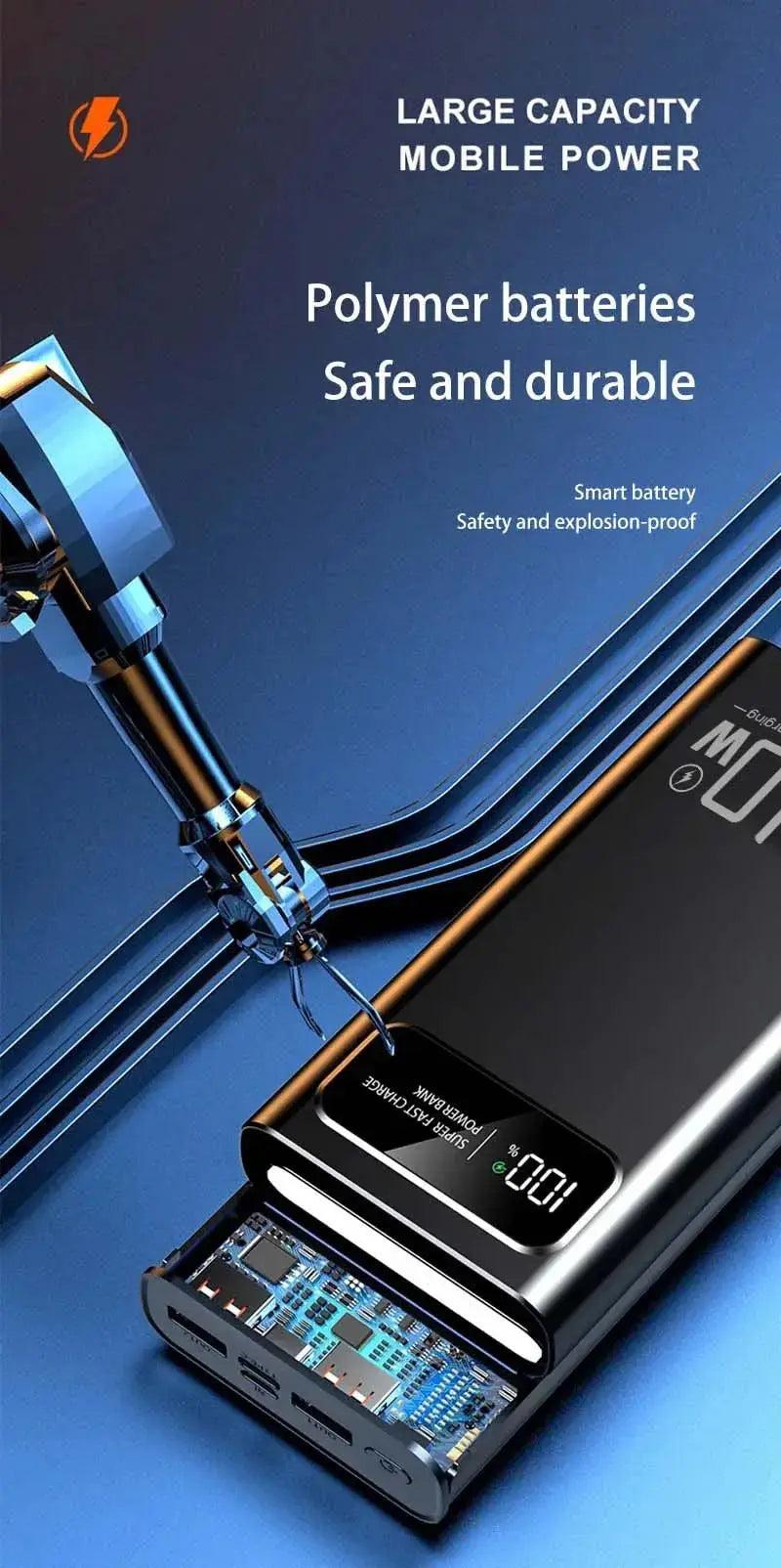140W Power Bank  Super Fast Charging Battery High Capacity Digital Display 100000mAh Power Bank For Iphone Samsung Xiaomi Tablet Ai-TechWorld 