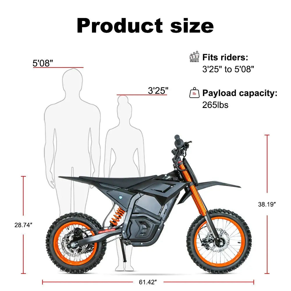 Electric Motocross Bike 3000W, 28Mph, 50 Miles, Urban Commuting Off-Road Electric Bike, 14" 48V 21AH, Full Suspension Ai-TechWorld 