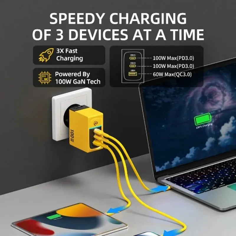WEKOME GaN 100W Charger High Speed Fast Charging Type C Charger for Xiaomi 13 Samsung s23 ultra iPhone 15 pro max Macbook Pro Ai-TechWorld 