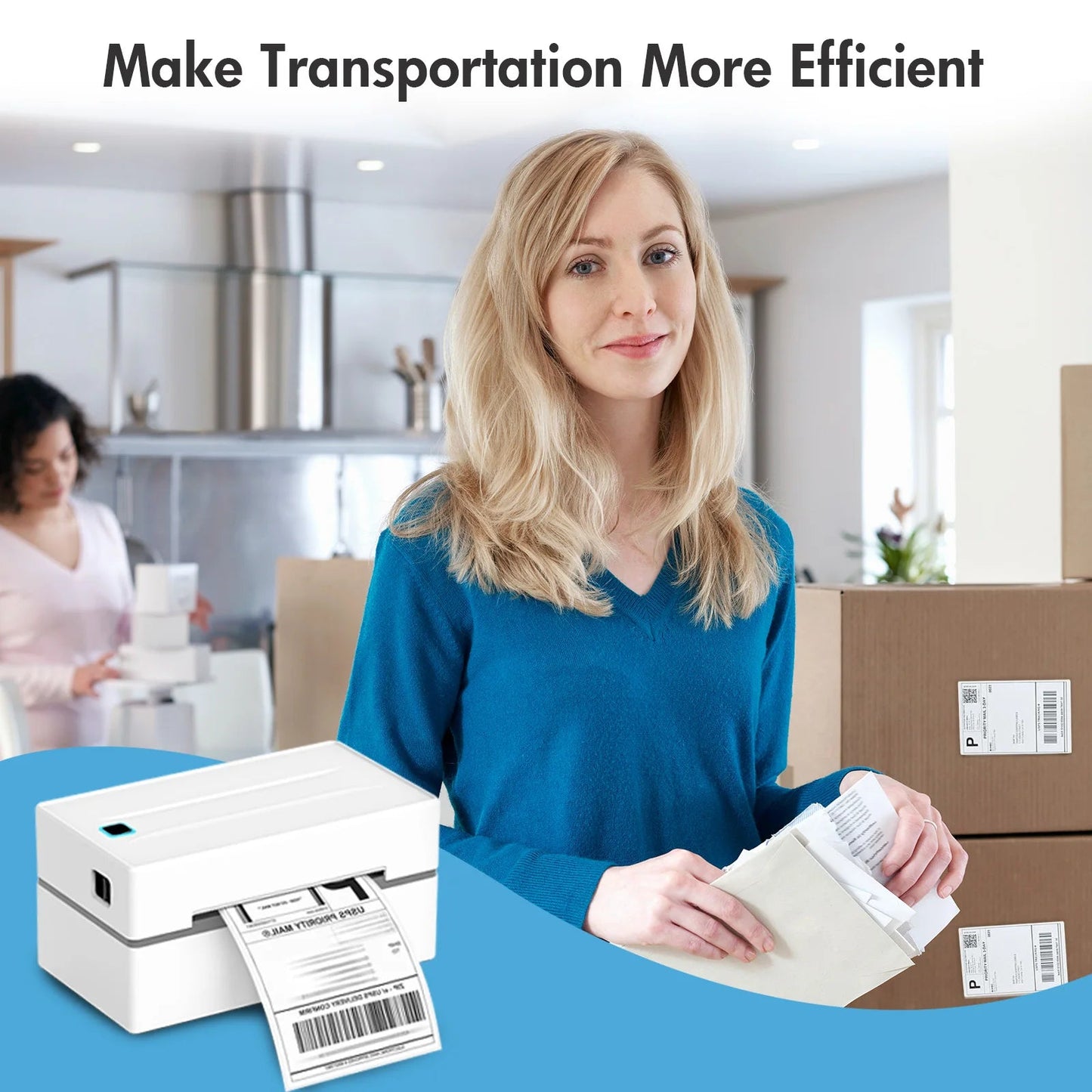 Thermal Label Printer Portable No Ink Required 300DPI 4x6 for Small Business WiFi Bluetooth USB High Speed Express Airway Bill Ai-TechWorld 