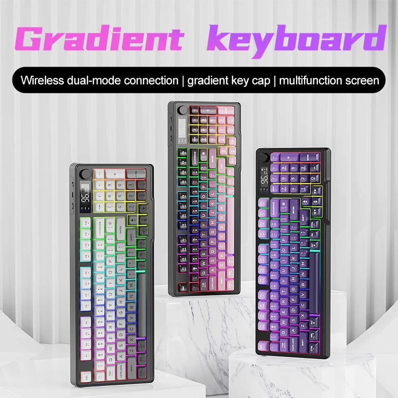 M96 Bluetooth Keyboard Wireless FREEWOLF Screen Gaming Keyboard,Electronic Screen, Multi-Device Connection,Ergonomics Gaming Ai-TechWorld   ai-techworld