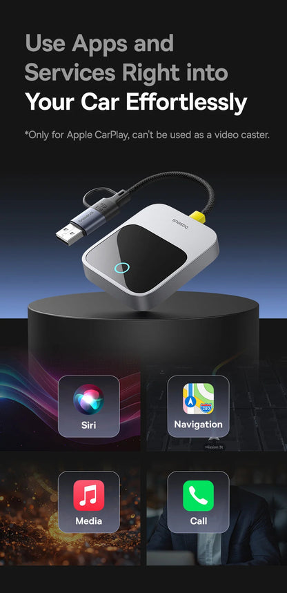 Baseus Wireless CarPlay Wired to Wireless CarPlay Adapter Auto Connect Car Intelligent Systems Plug&Play Bluetooth Smart CarPlay Ai-TechWorld 