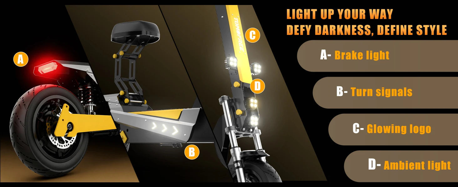 Terrosor 3000Wx2 Adult Electric Scooter Dual Motor Top Speed 50MPH,60V35AH, 11-inch Off-Road Tires Sport Folding EScooter Ai-TechWorld 