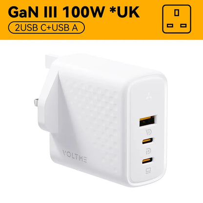 VOLTME GaN III 100W Desktop Charger Quick Charge 4.0 QC 3.0 PD USB-C Type C USB Fast Charging For MacBook Samsung iPhone 15 14 Ai-TechWorld 