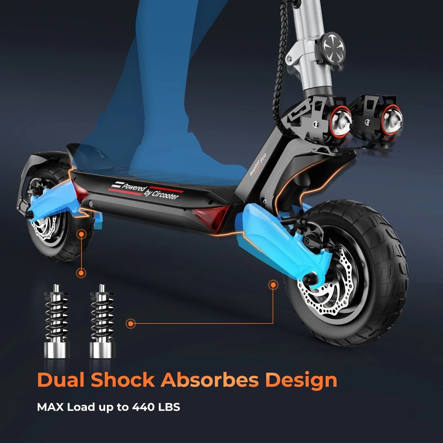 Circooter Raptor pro adult escooter, 1600W motor, 48V 20AH folding E-scooter, 10-inch tire, E-mountain scooter, electric scooter Ai-TechWorld 