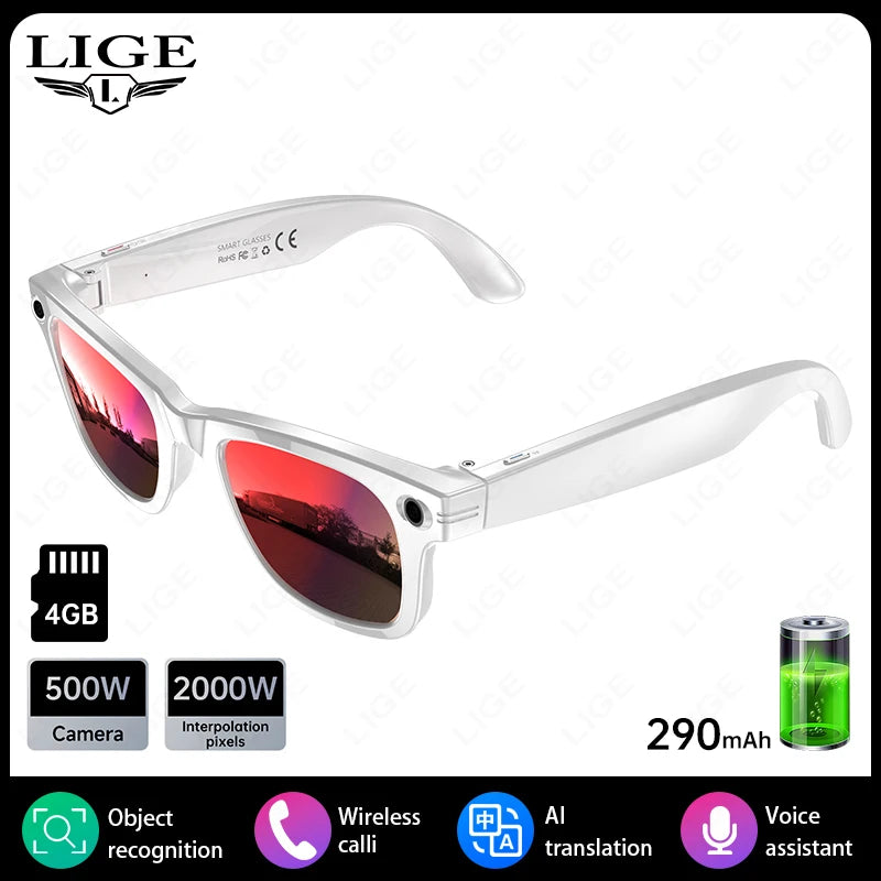 AI Smart Glasses 5 Million Pixels Recording Videos Photo Recognition Answer Translation 290mAh IP66 Waterproof Bluetooth Glasses Ai-TechWorld 