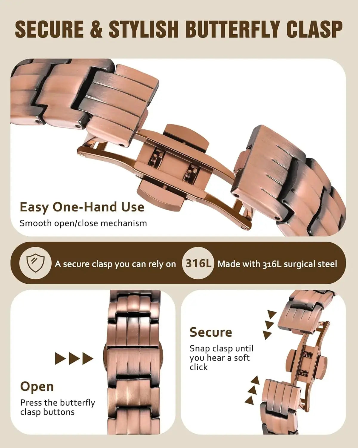 ARADOO Premium Copper Bracelet for Men with Strength 5000 Gauss Magnets Titanium Steel Wristband Jewelry Gifts Ai-TechWorld 