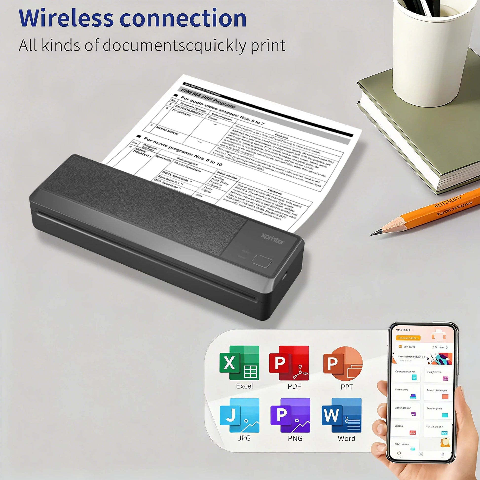 Portable Printers Wireless Bluetooth Thermal Printer Supports 8.5" X 11" Letter, Inkless Printer Compatible with Phone Laptop Ai-TechWorld 