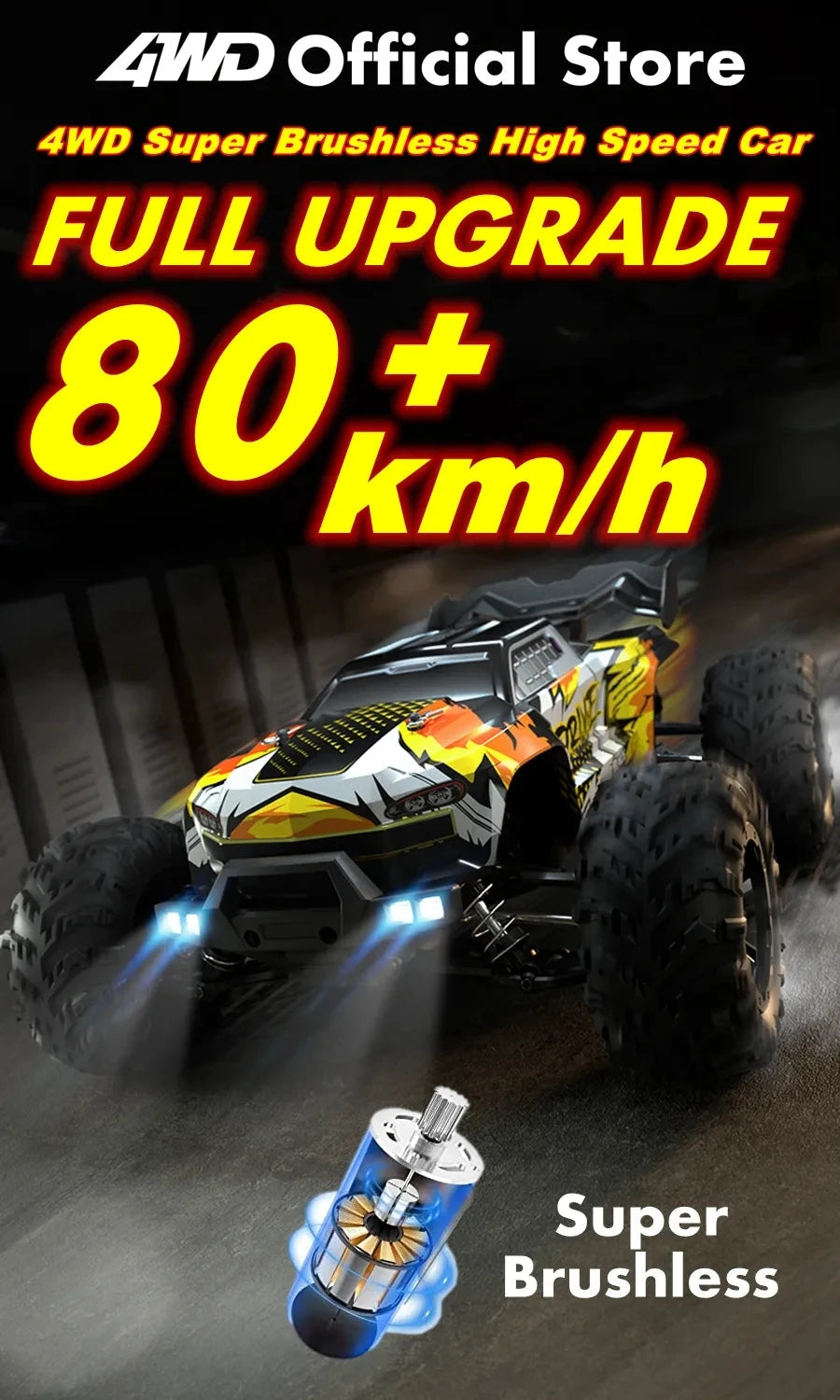 4WD Remote Control Car Off Road 4x4 RC High Speed Buggy Truck Super Brushless 50 or 80KM/H Fast Drift Racing Toy Kids Adults Ai-TechWorld 