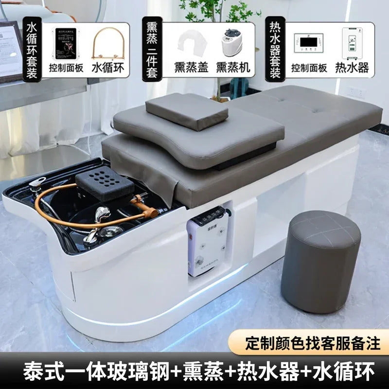 Spa Massage Shampoo Bed for Hair Salon, Commercial Use, Hairdressing Shaving Station, Water Circulation Basin, Beauty Furn, 2025 Ai-TechWorld 