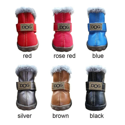 Dog Rainshoes Warm Pet Snow Boots Waterproof Soft Winter Pet Dog Shoes Plush/PU Non Slip for 4Pcs/Set Chihuahua Ai-TechWorld 