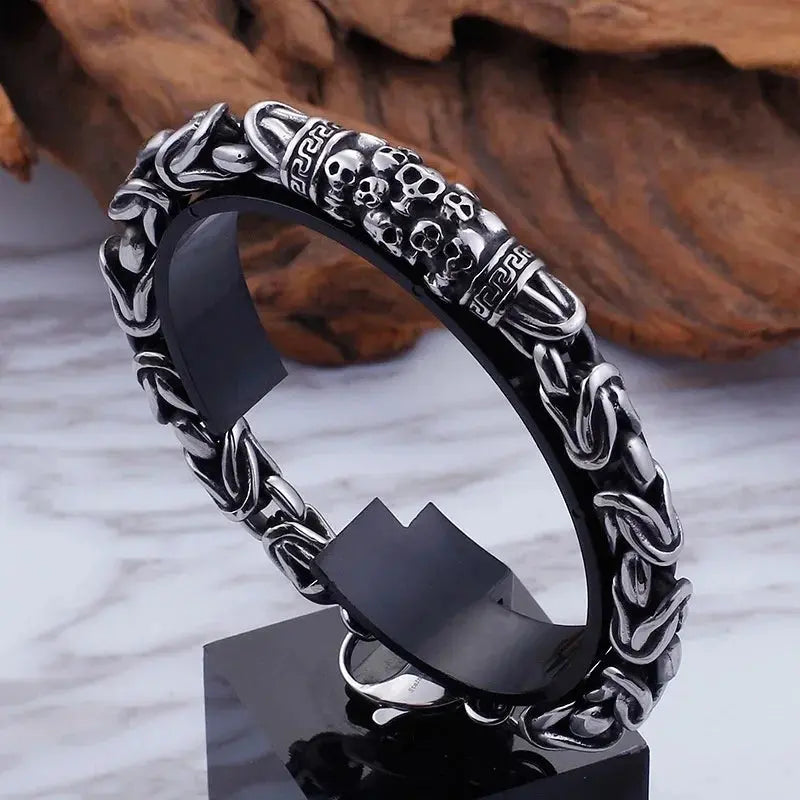 Lion head animal bracelet for men stainless steel braided chain wristband bracelet fashion hip hop jewelry Ai-TechWorld 
