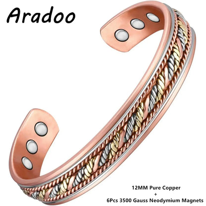 ARADOO Copper Bracelets for Women 99% Pure Copper Handwoven Bracelet Cuff Bangle Ai-TechWorld 