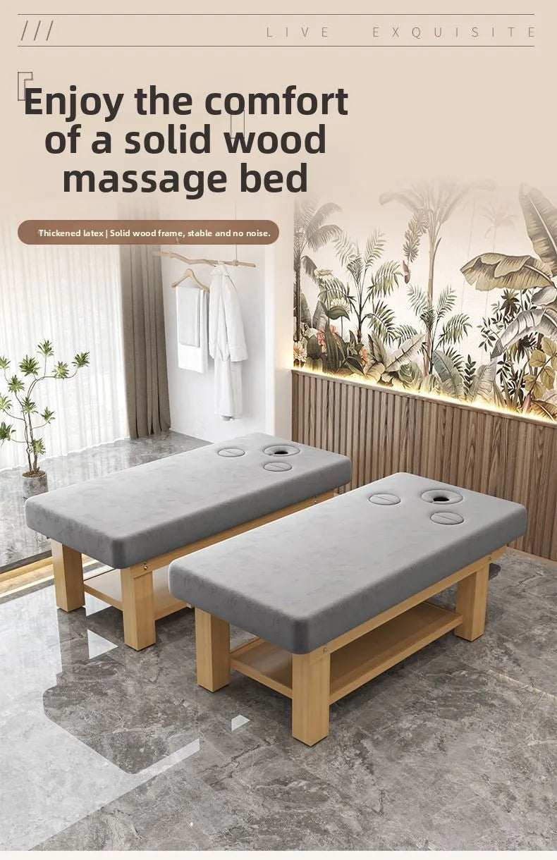 Solid Wood Massage Bed Beauty Salon Treatment Table Chinese Medicine Physiotherapy Thai Moxibustion Beauty Bed Lash Massage Bed Ai-TechWorld 