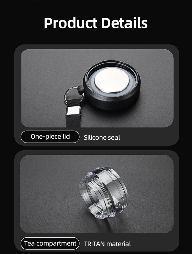 500ml Tea Infuser Vacuum Flask Stainless Steel Insulated Cup with Independent Tea Storage Handle Travel Mug Business Cup Gifts Ai-TechWorld 