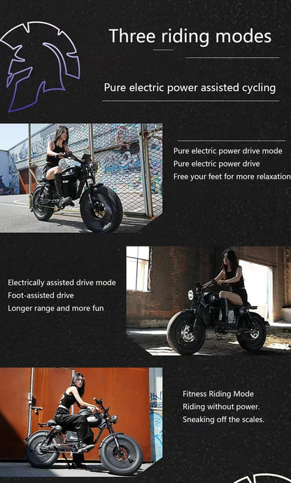 Ebike ZPW Black Warrior 3000W 60V 45AH Camping Motorcycle, Adult Electric Bike 20 Inch Fat Tire Electric Bike Ai-TechWorld 
