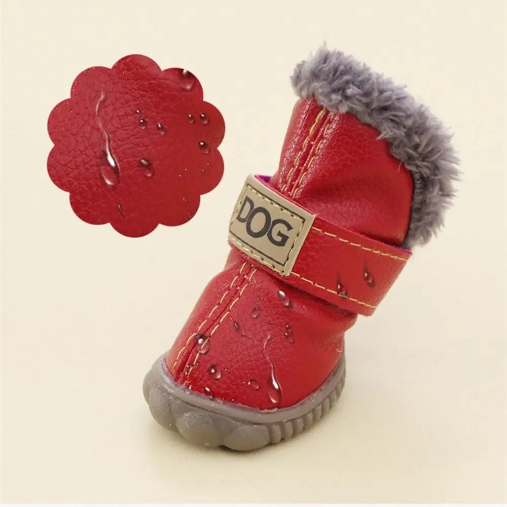 Dog Rainshoes Warm Pet Snow Boots Waterproof Soft Winter Pet Dog Shoes Plush/PU Non Slip for 4Pcs/Set Chihuahua Ai-TechWorld 