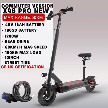 48-72V Electric Scooter for Adults 90KM/H 10-11''Tubeless Off Road Tire Hydraulic / SpringSuspension Foldable Escooter with Seat Ai-TechWorld 