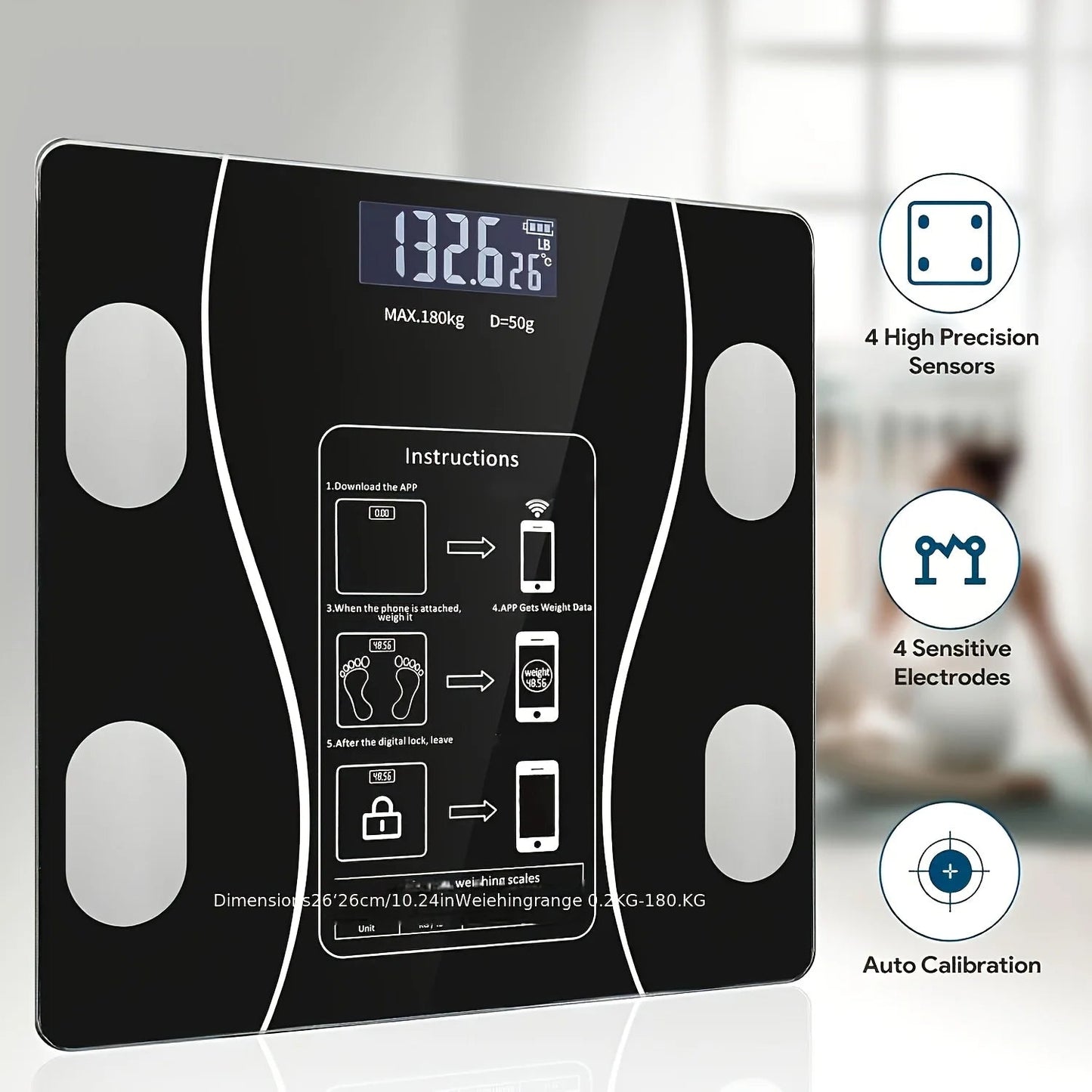 Intelligent Digital Body Scale With Backlit LED Display Screen,Weighing Up To 400 Pounds,Ideal for Weight Management & Fitness Ai-TechWorld 